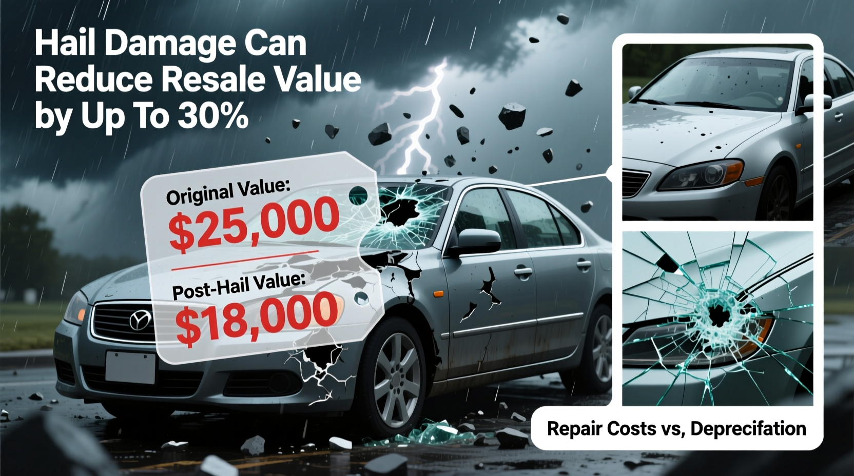 how much does hail damage devalue a car
