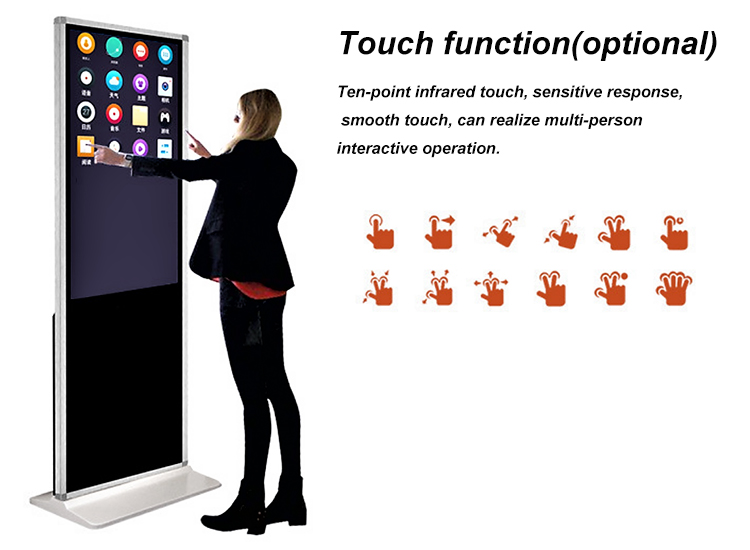 Vertical TV Touch Screen Kiosk 4k Indoor Advertising Player Display HD LCD Signage