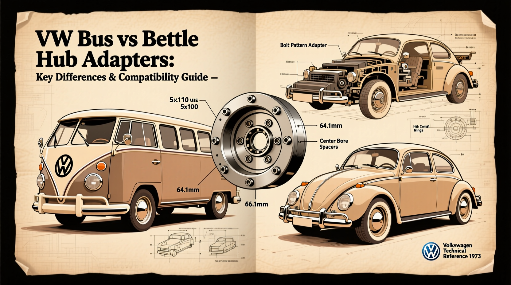 vw bus vs beetle hub adapters