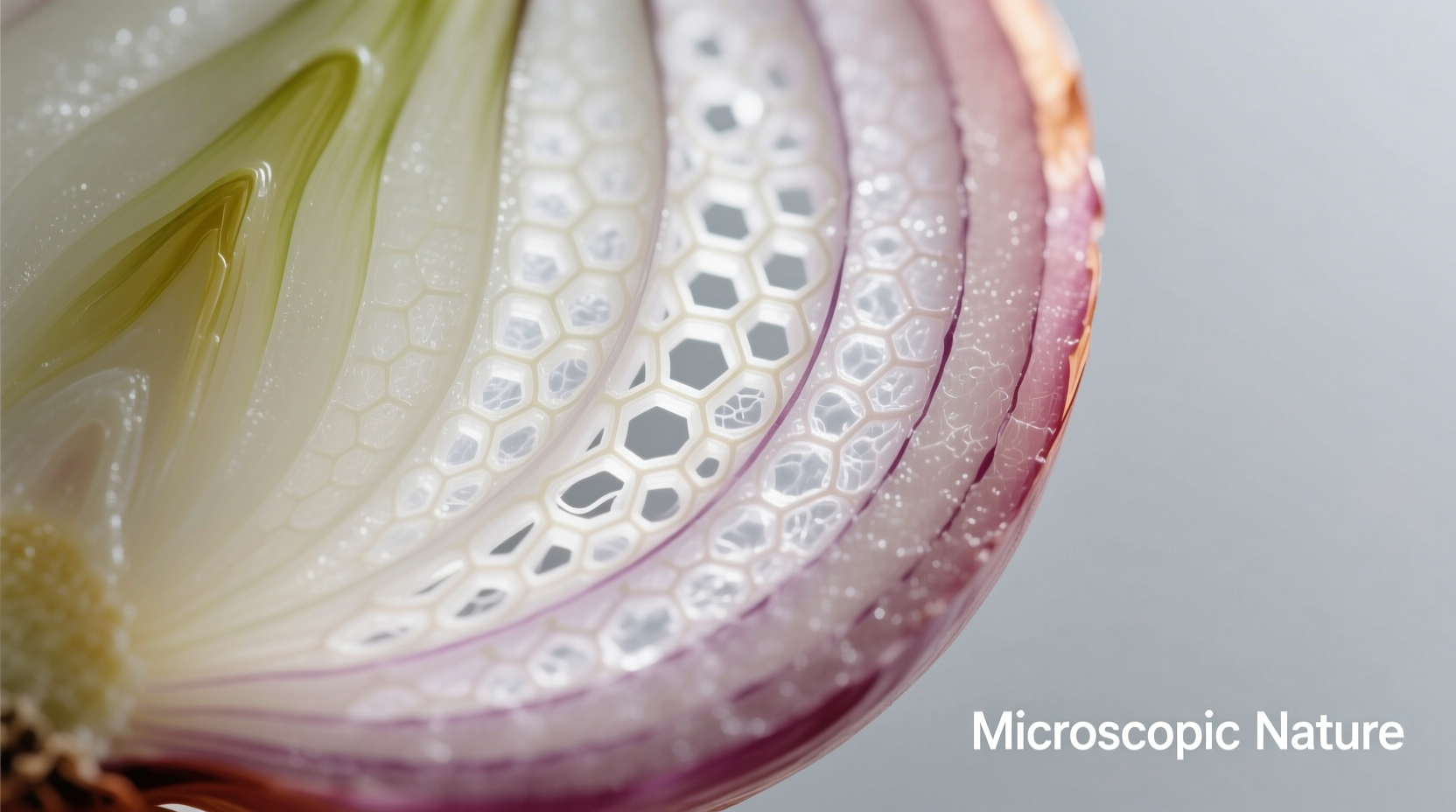 Close-up of onion slices showing cellular structure