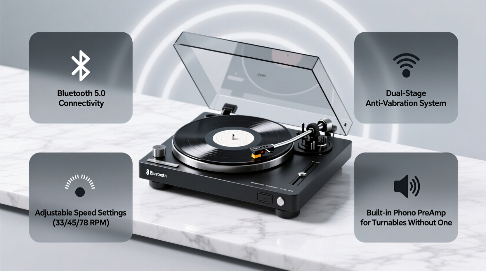 turntable record player with bluetooth
