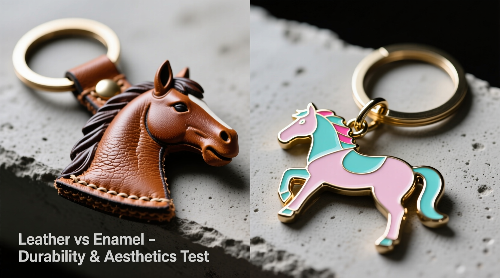 leather pony keychain vs enamel which keychain lasts longer looks better
