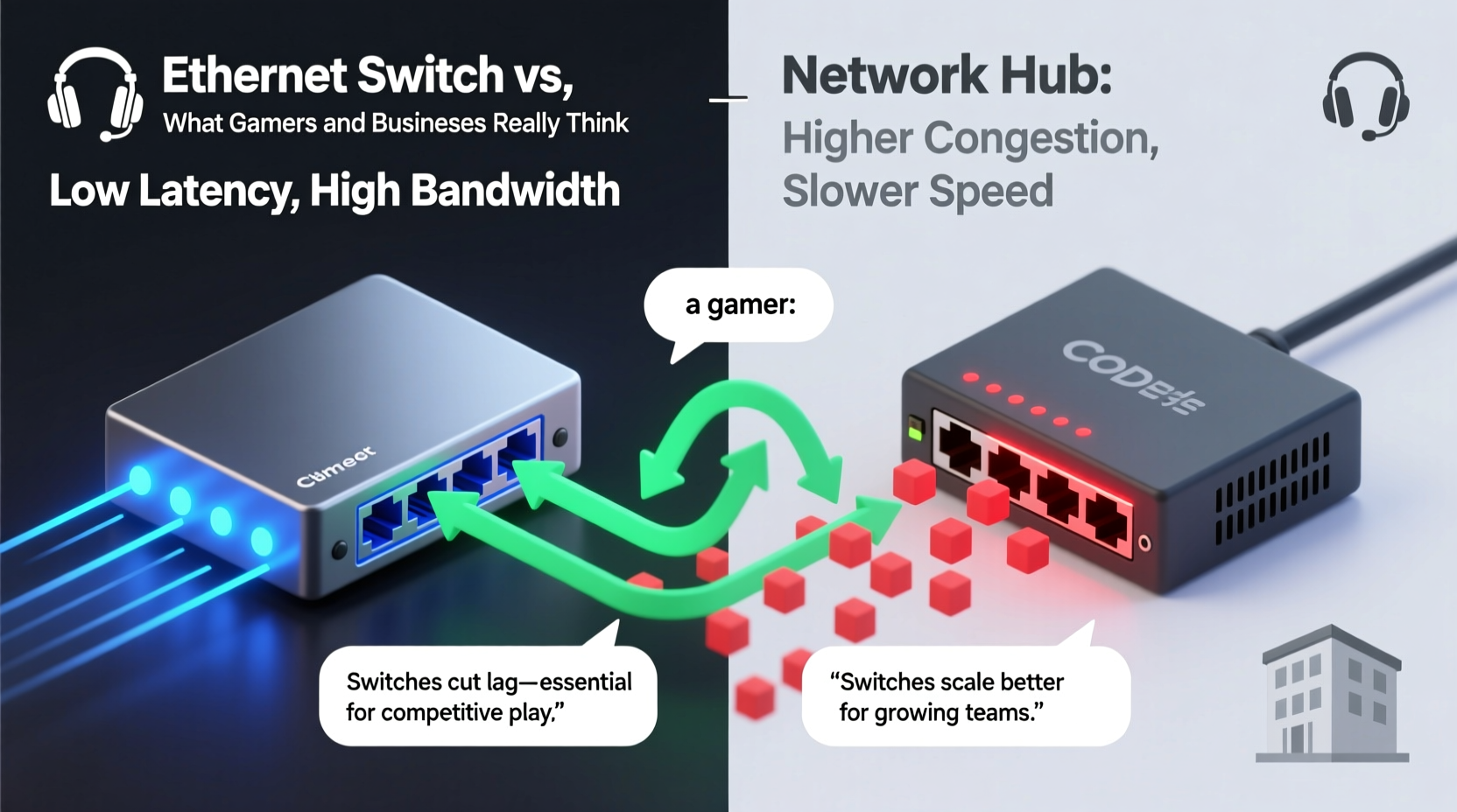 is an ethernet switch really that much better than a network hub what do gamers and businesses say