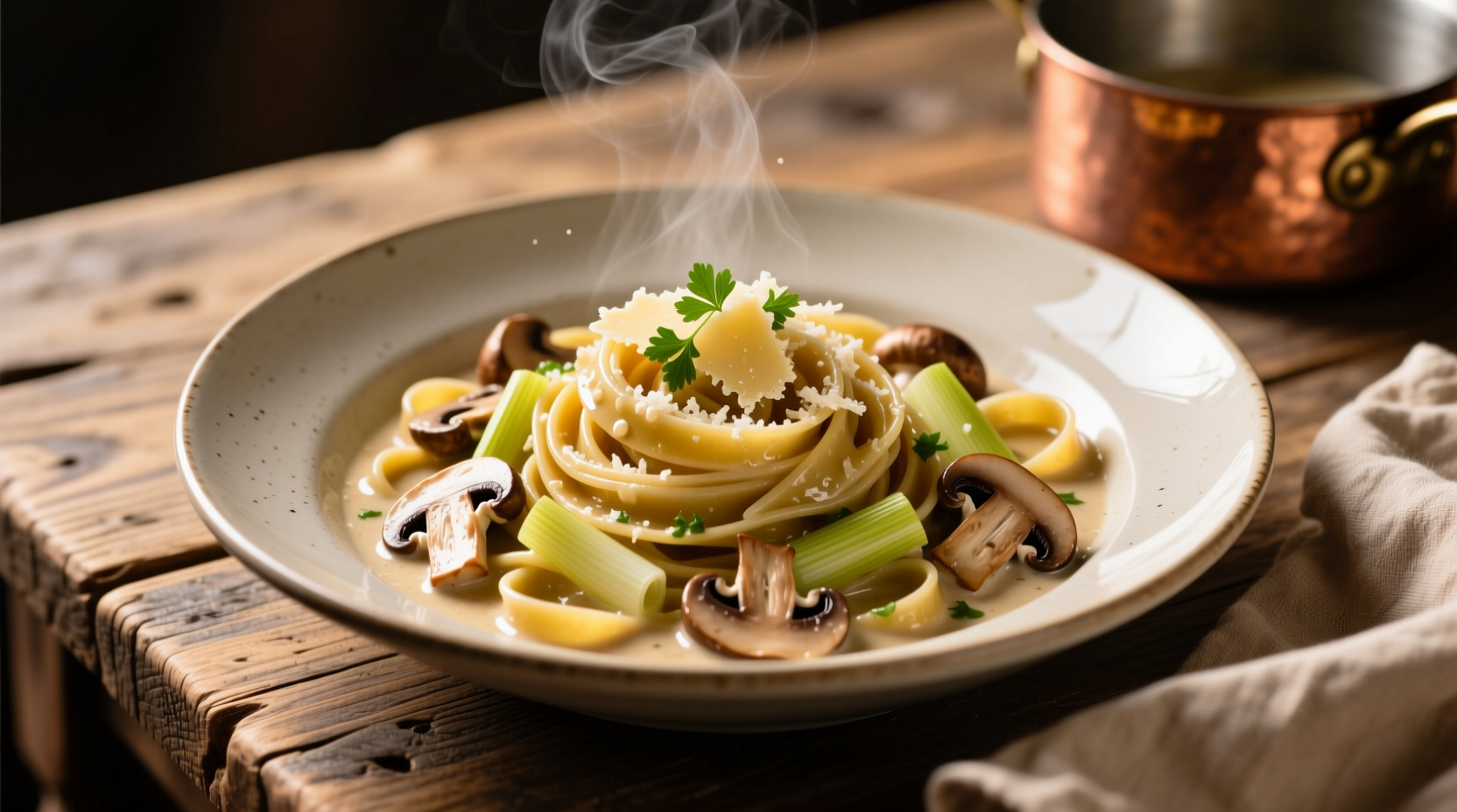 mushroom leek pasta