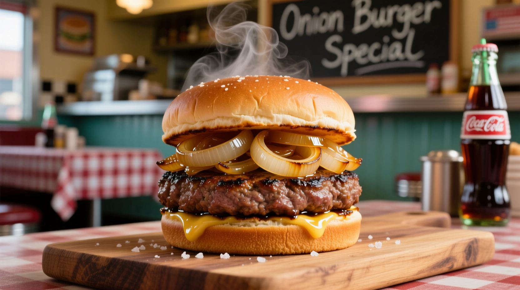 Oklahoma City onion burger with caramelized onions