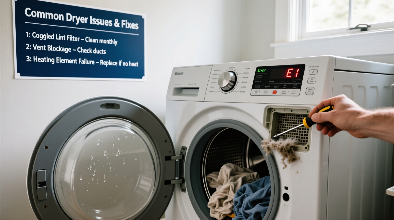 dryer not drying clothes common causes simple fixes