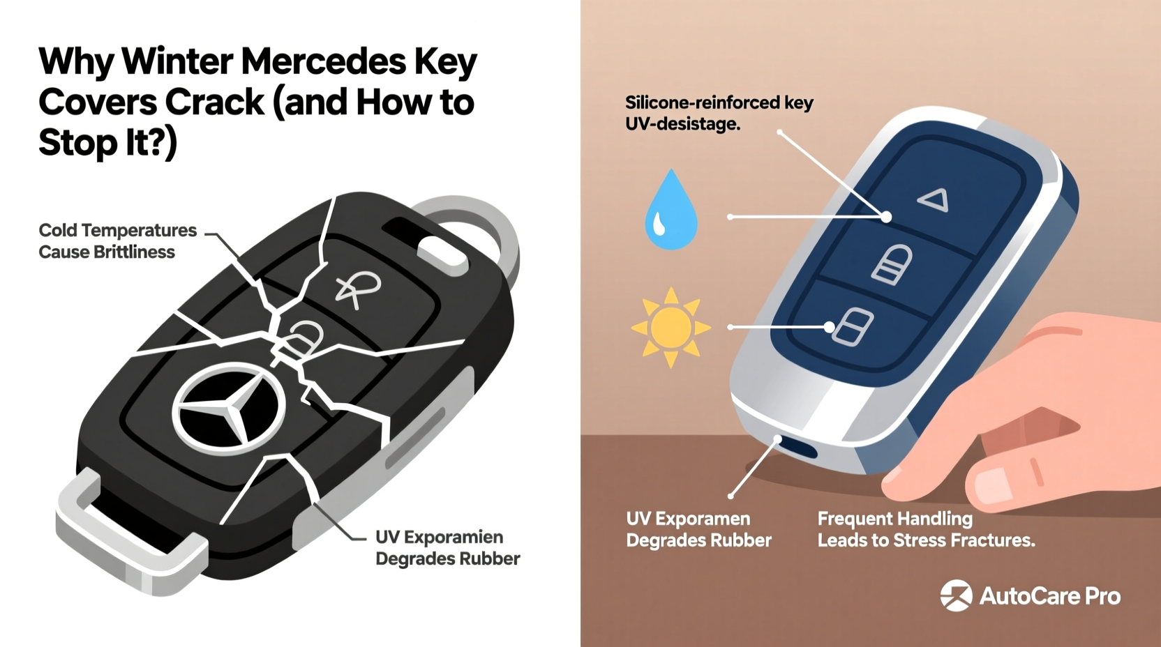winter mercedes key cover cracking