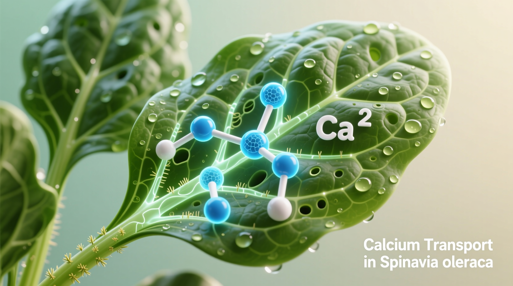 Spinach leaves with calcium molecule visualization