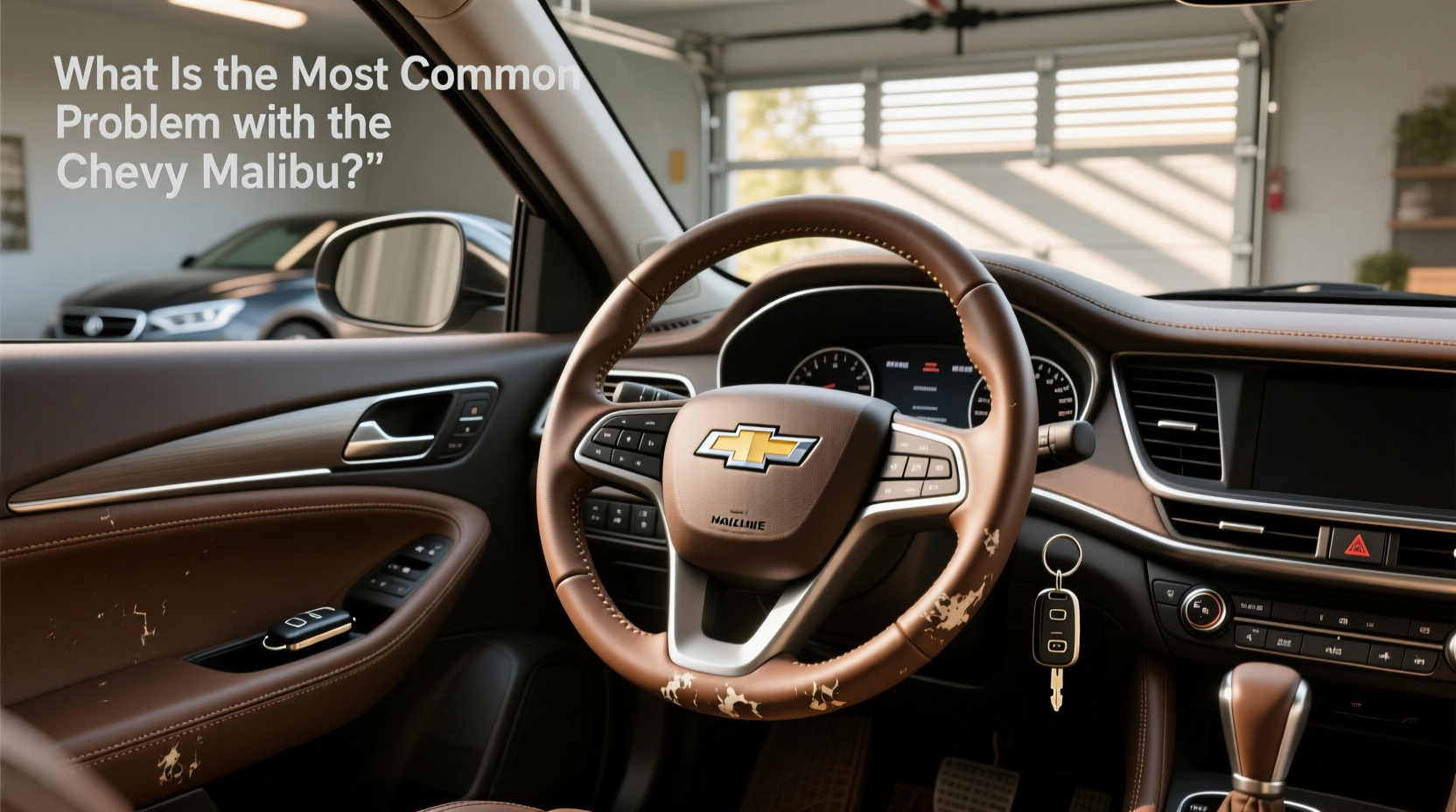 Interior view of 2004 Malibu steering wheel and dashboard