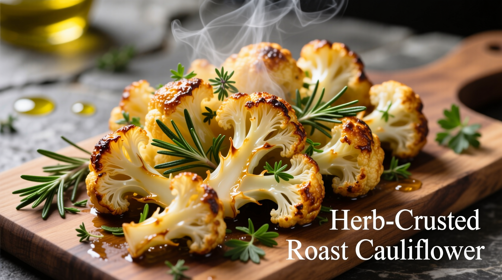 Golden roasted frozen cauliflower with herbs