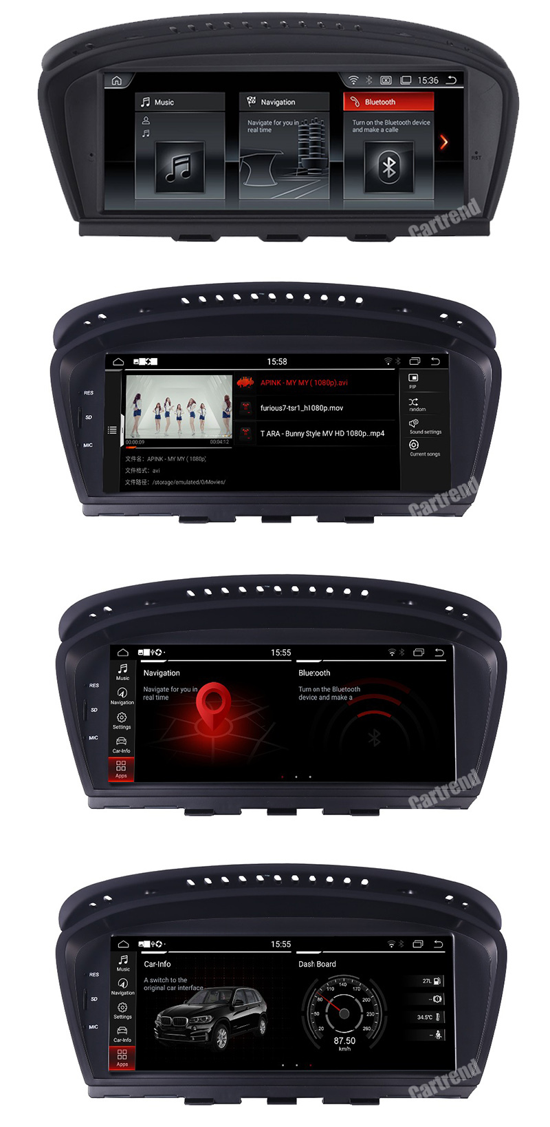 Qualcomm Android 12 Radio de coche 8 núcleos 4G+64G navegación GPS 10.25 pulgadas pantalla táctil para BMW 3 serise E90 E91 E92 E93 2005-2012 WiFi Bluetooth unidad principal