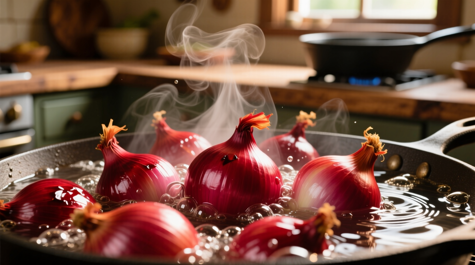 de flame onions with boiling water