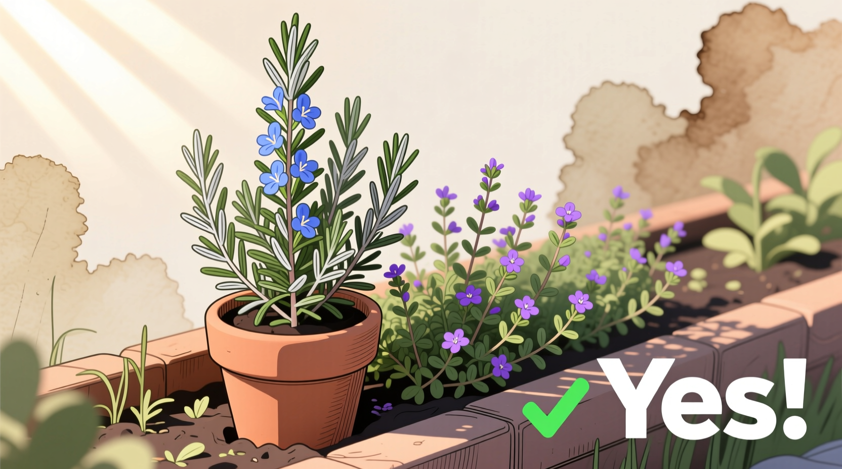 can you plant rosemary and thyme together