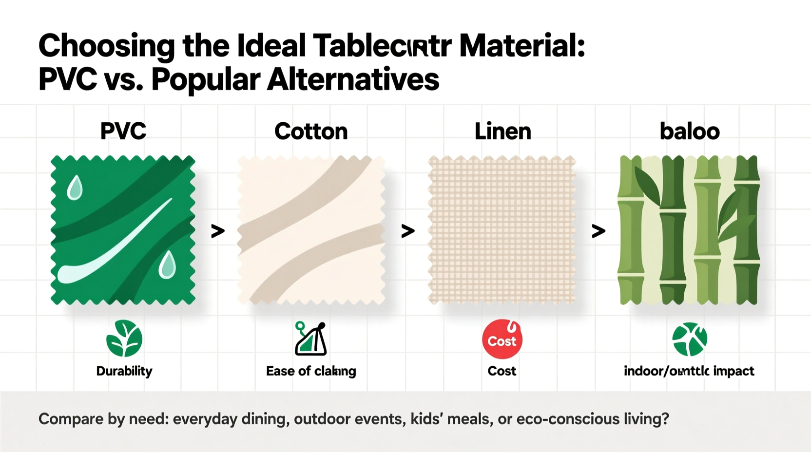 how to choose the ideal tablecloth material comparing pvc and popular alternatives for every need