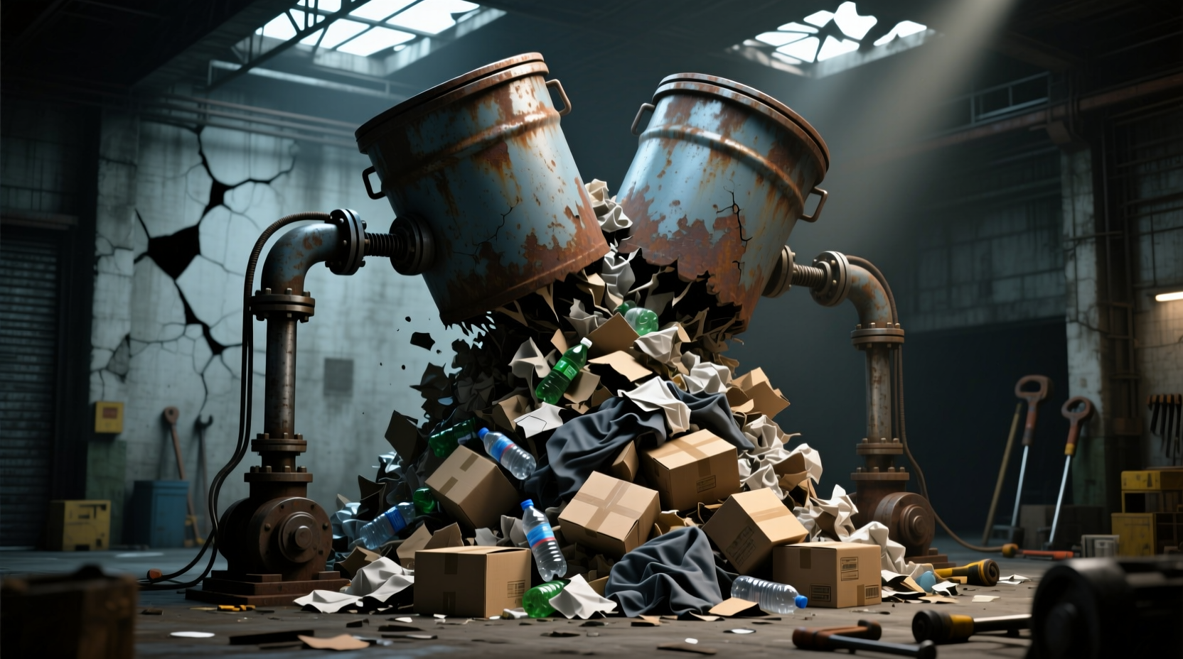 compress your trash with two large buckets