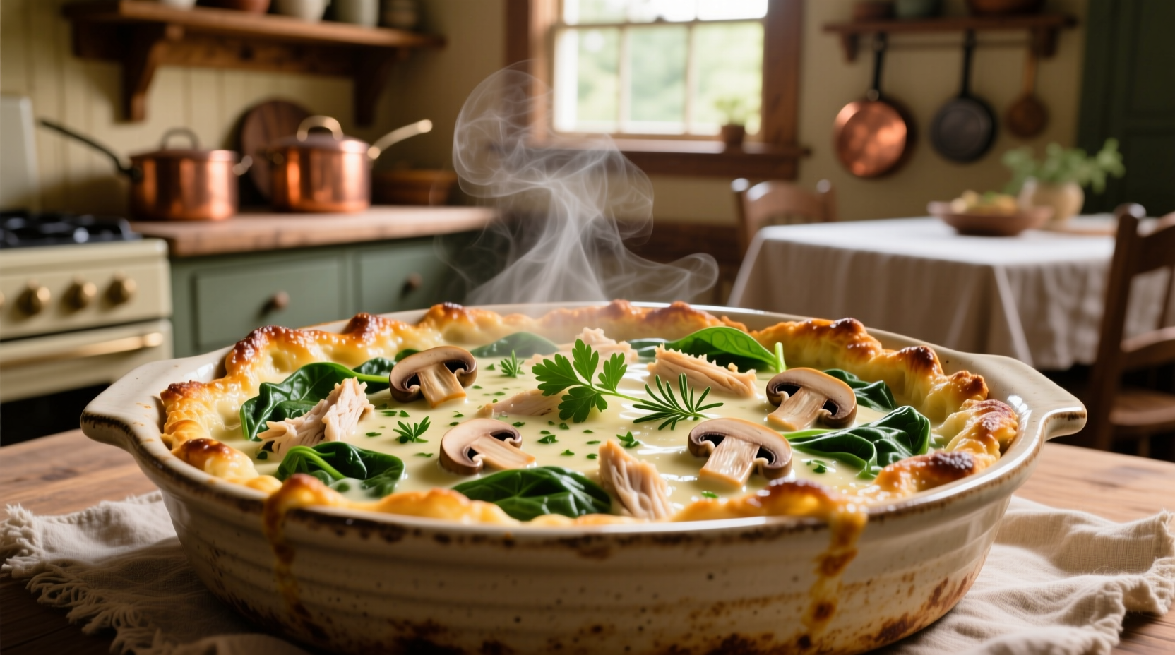 Mushroom Spinach Chicken Casserole Recipe in 45 Minutes