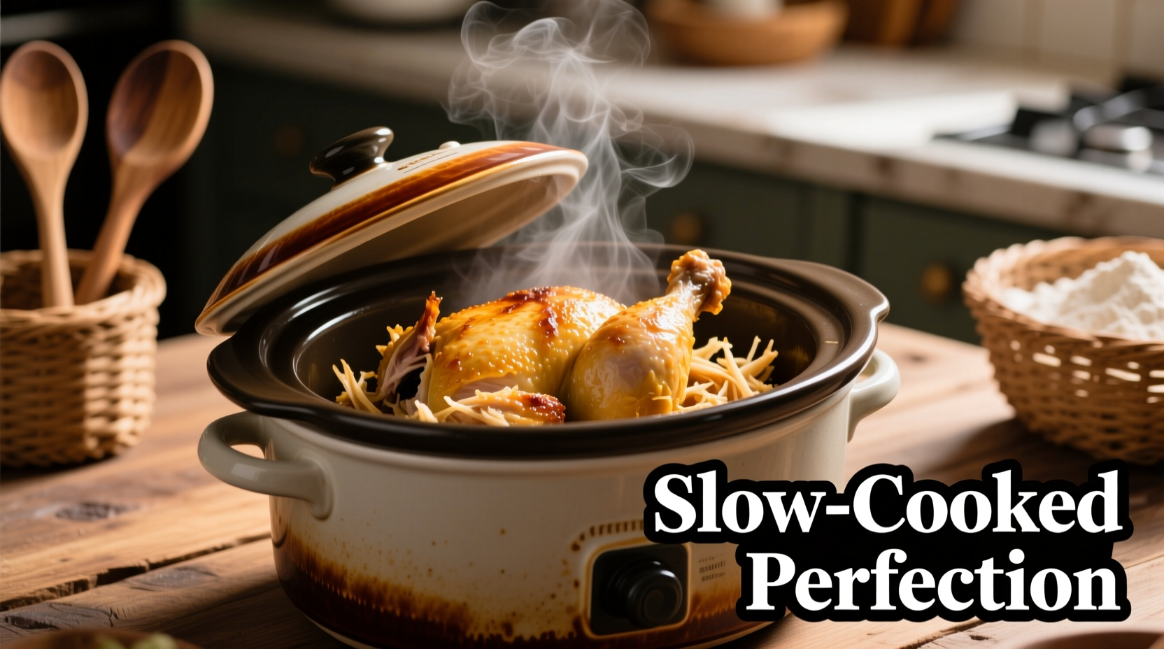 Perfectly cooked shredded chicken in crock pot