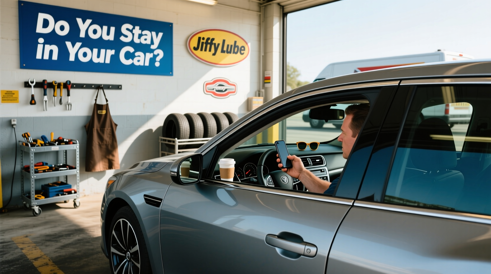 do you stay in your car at jiffy lube