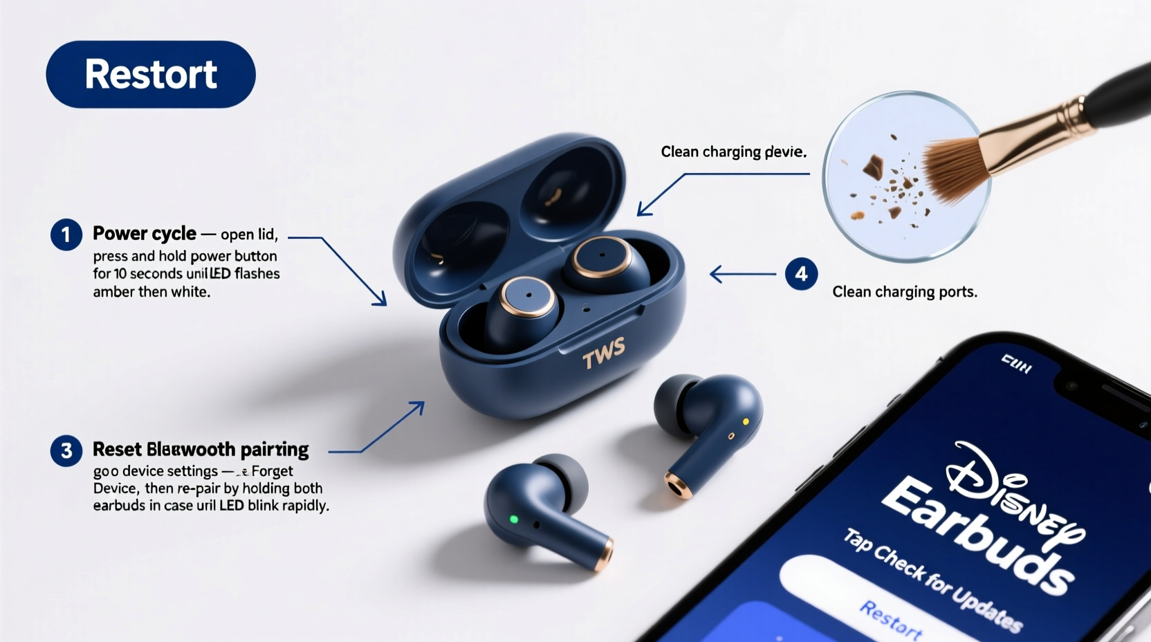 step by step guide to fixing disney tws earphone connection problems quickly