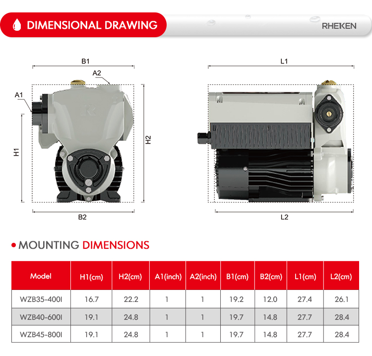 RHEKEN constant pressure  inverter pump automatic water pressure booster pump silent household pump