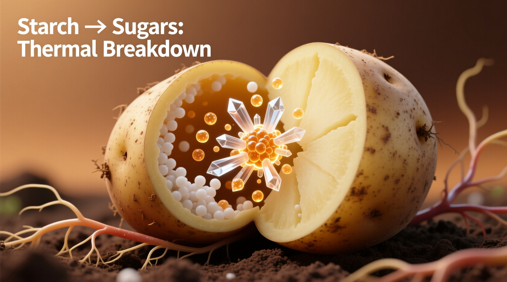 Potato cooling process showing starch transformation