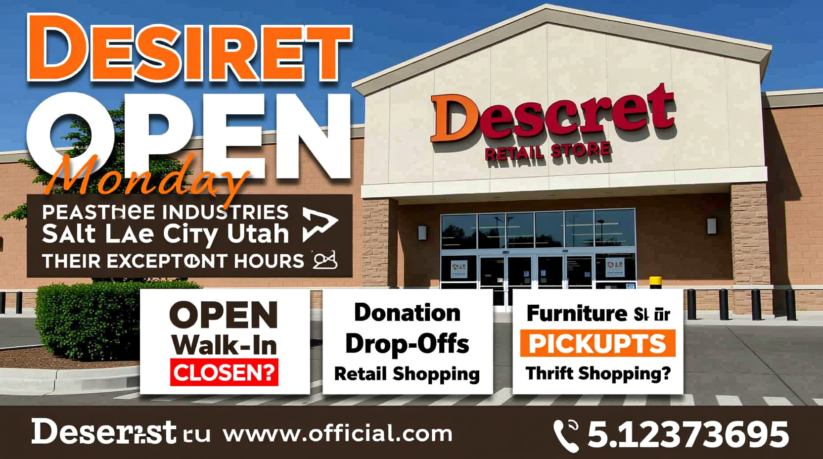is deseret industries open on monday