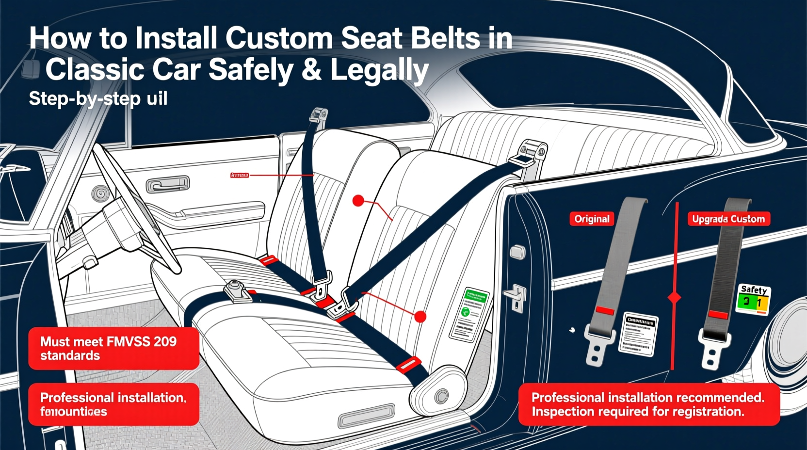 classic car custom seat belt install