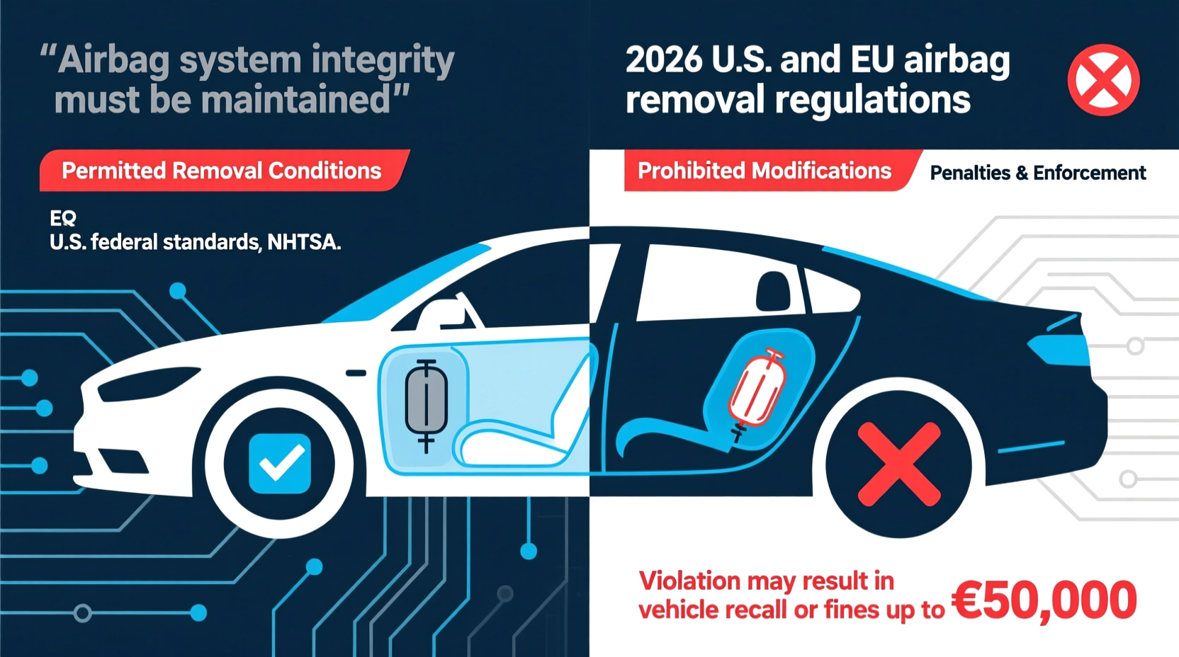 r53 airbag removal legality 2026