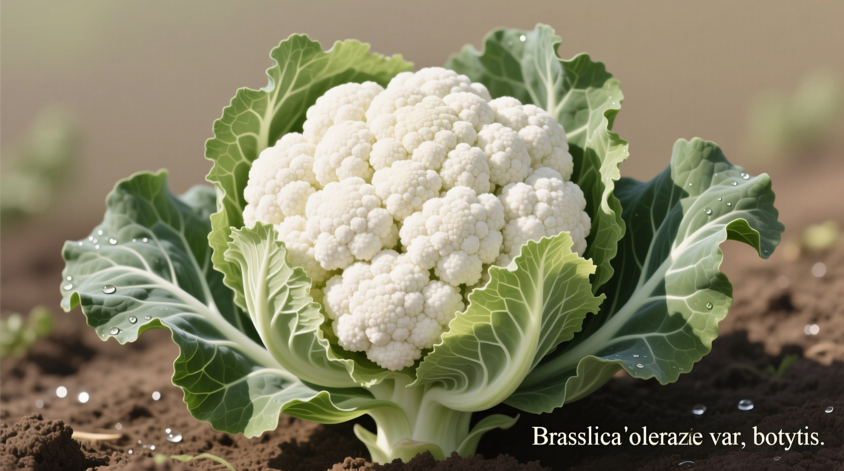 Cauliflower plant showing tight white head formation