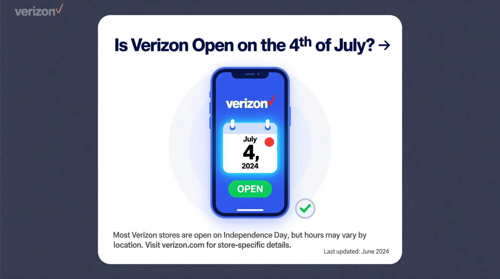is verizon open on the 4th of july