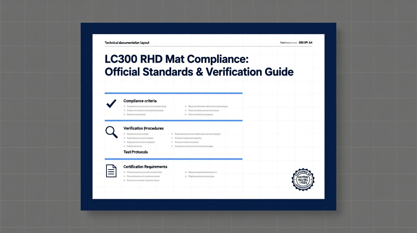 LC300 RHD Mat Compliance: Official Standards & Verification Guide
