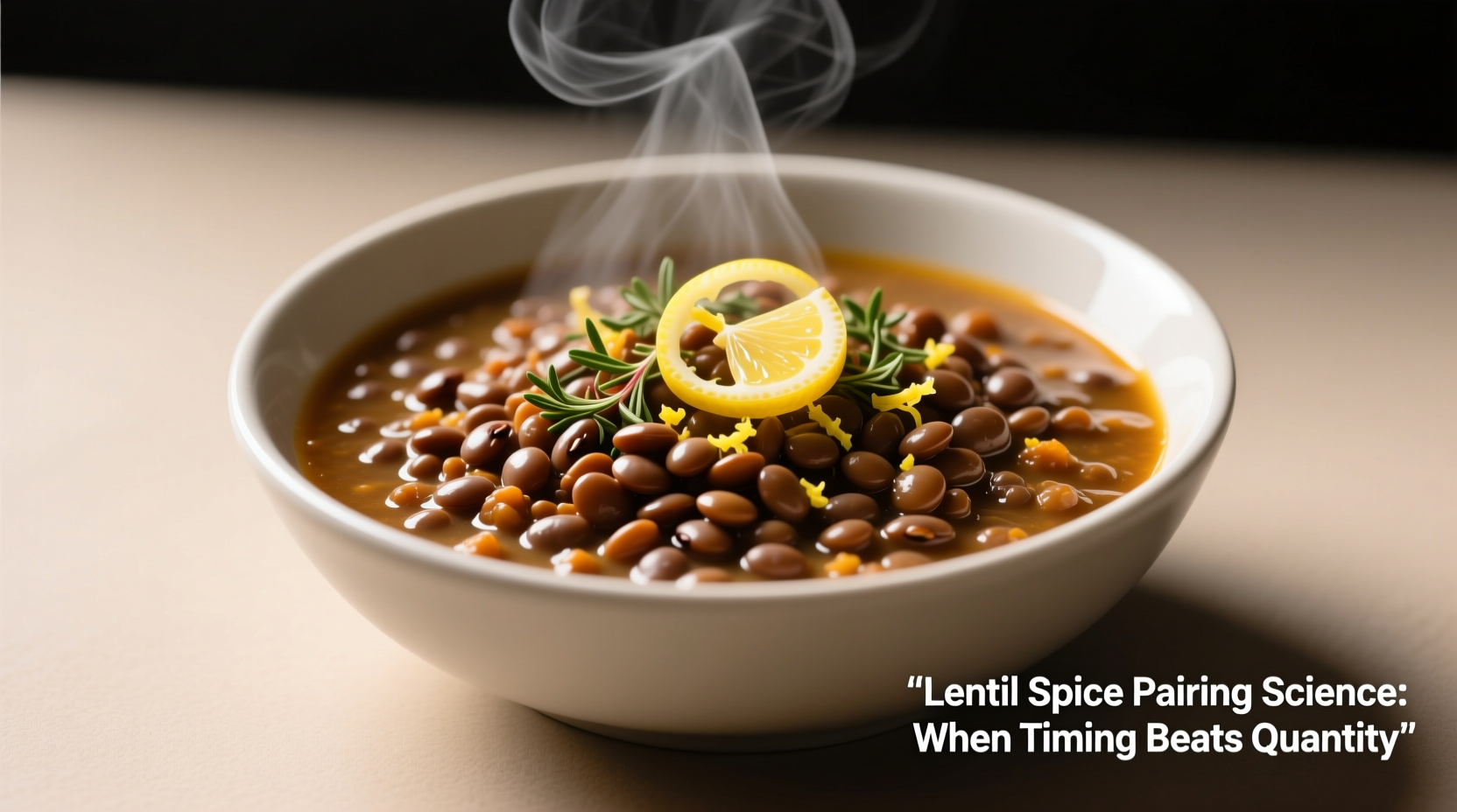 Lentil bowl with preserved lemon and za'atar garnish