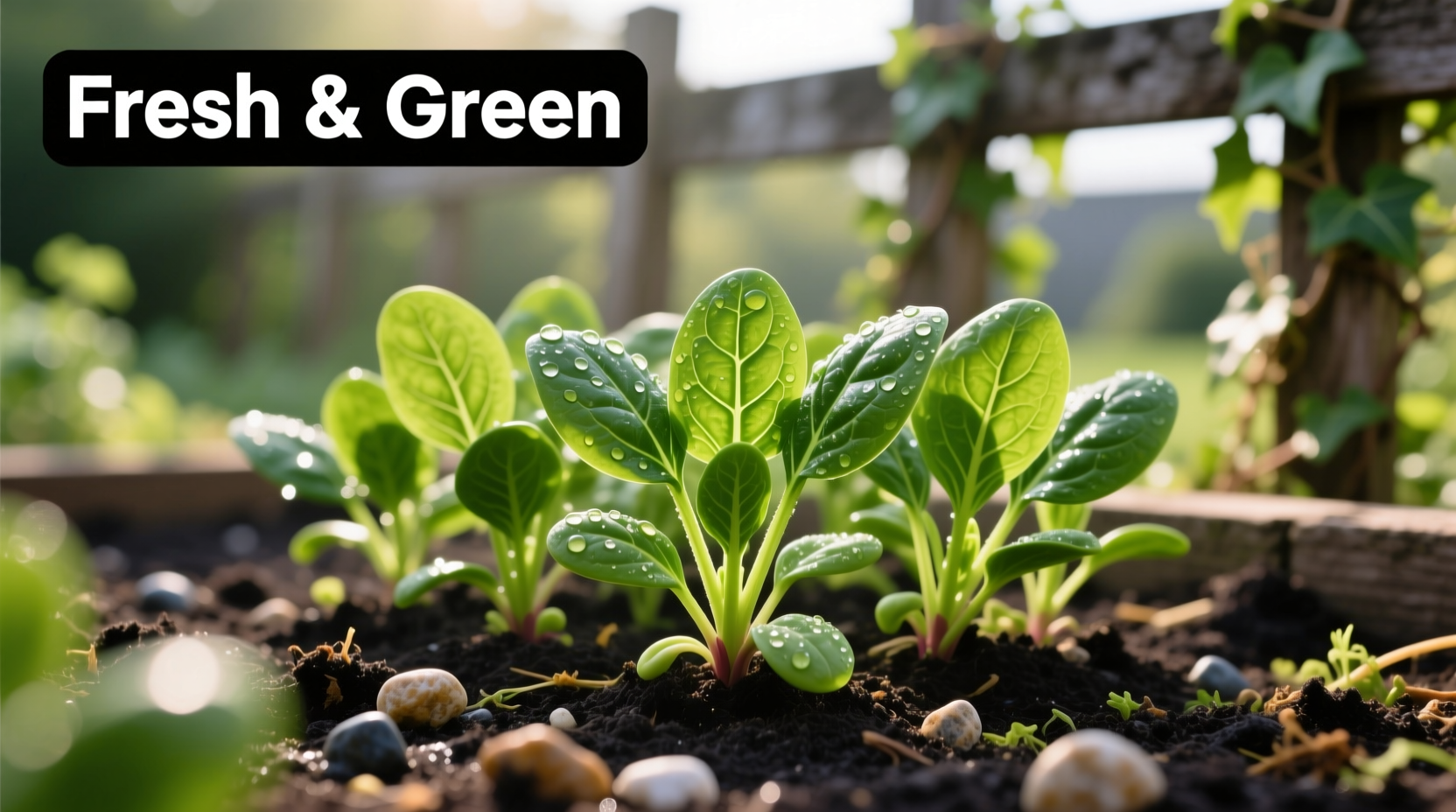 Healthy spinach seedlings growing in garden bed