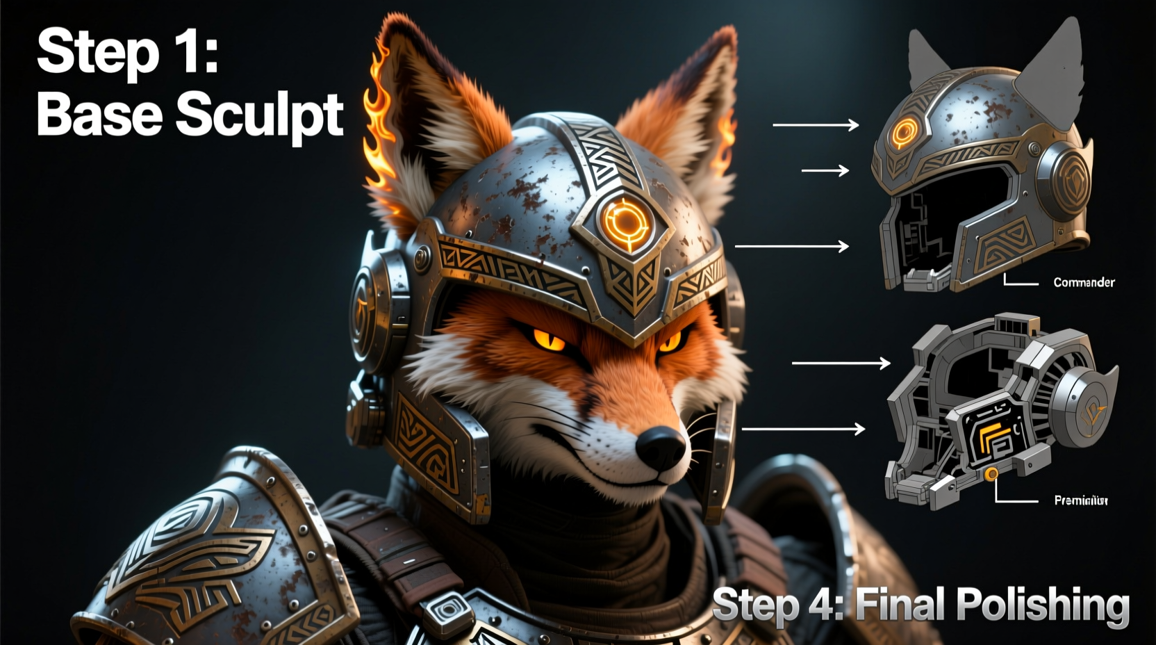 step by step guide to building a detailed commander fox helmet model