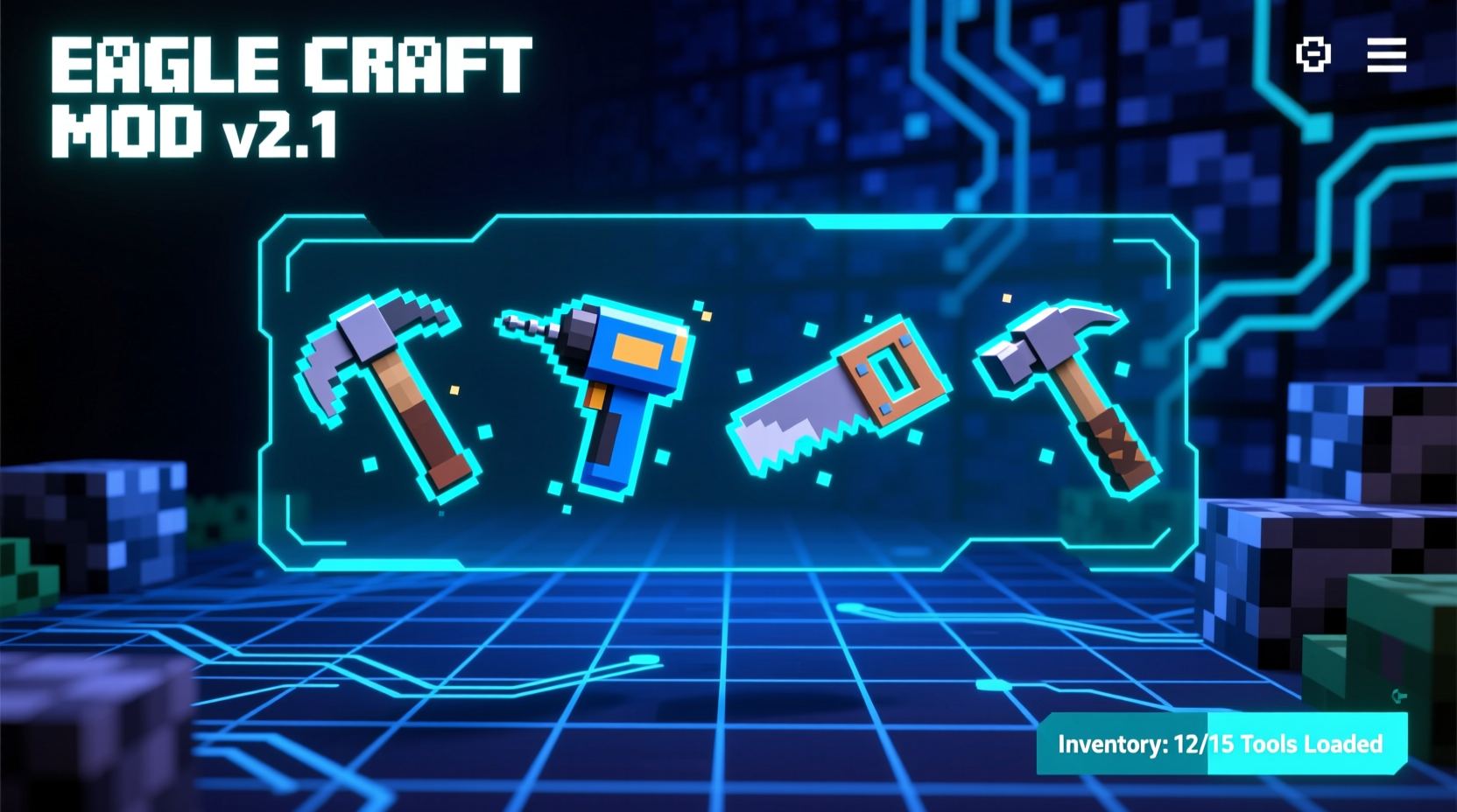 Minecraft Eagle Craft mod interface showing building tools