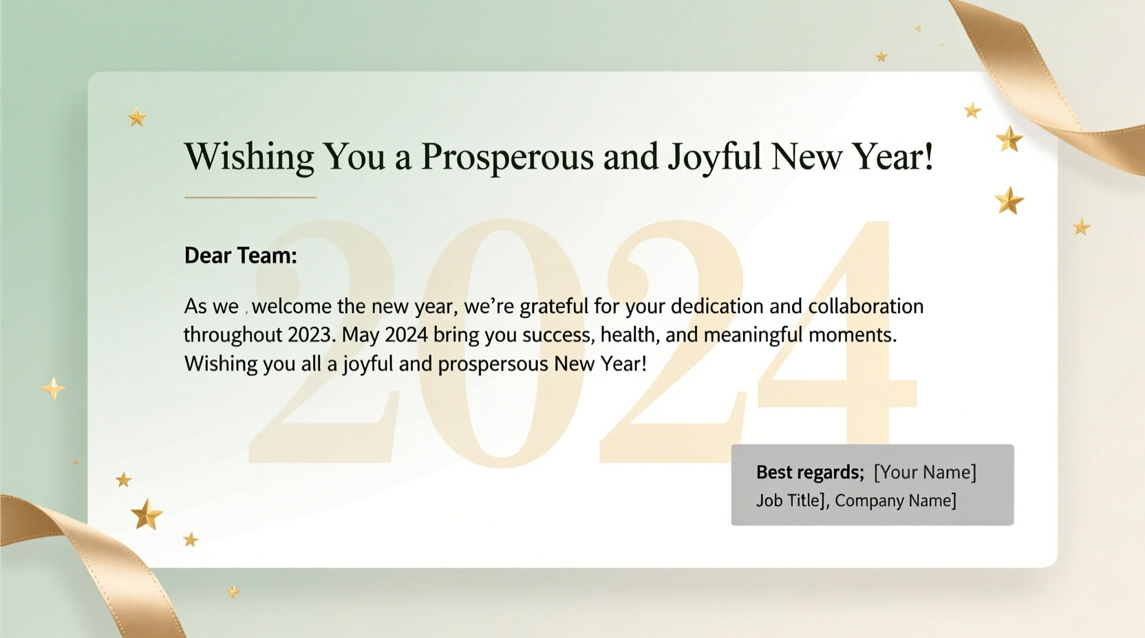 how to write a professional happy new year email