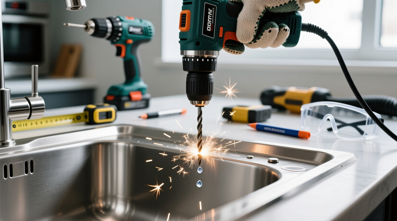 how to drill into a stainless steel sink
