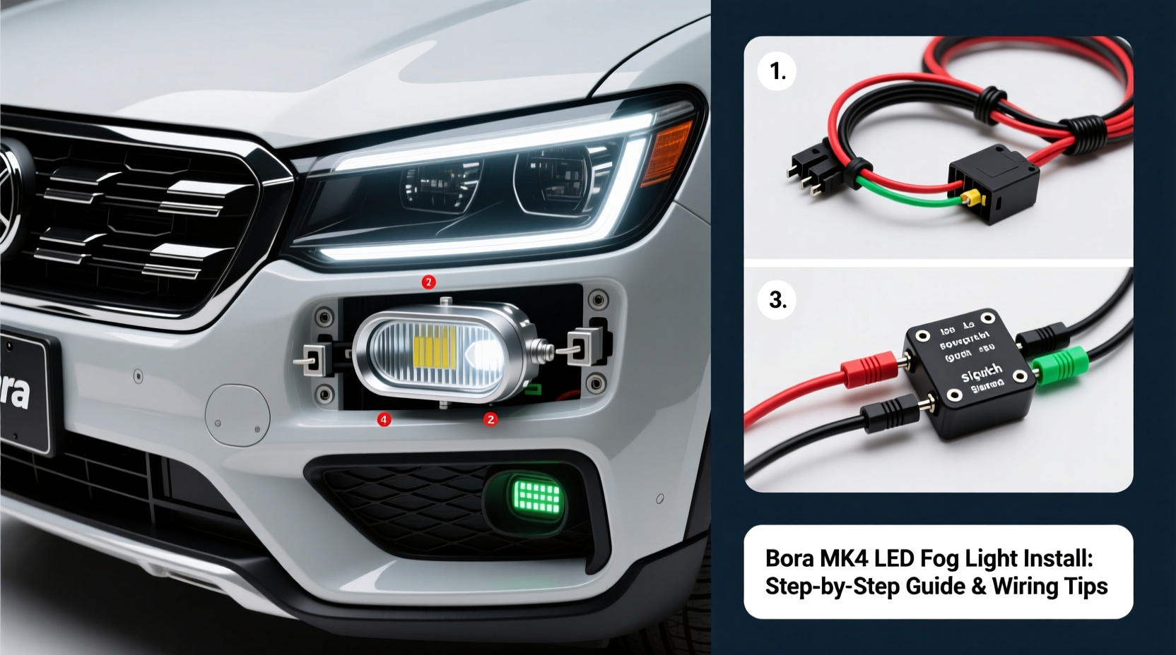 bora mk4 led fog light install