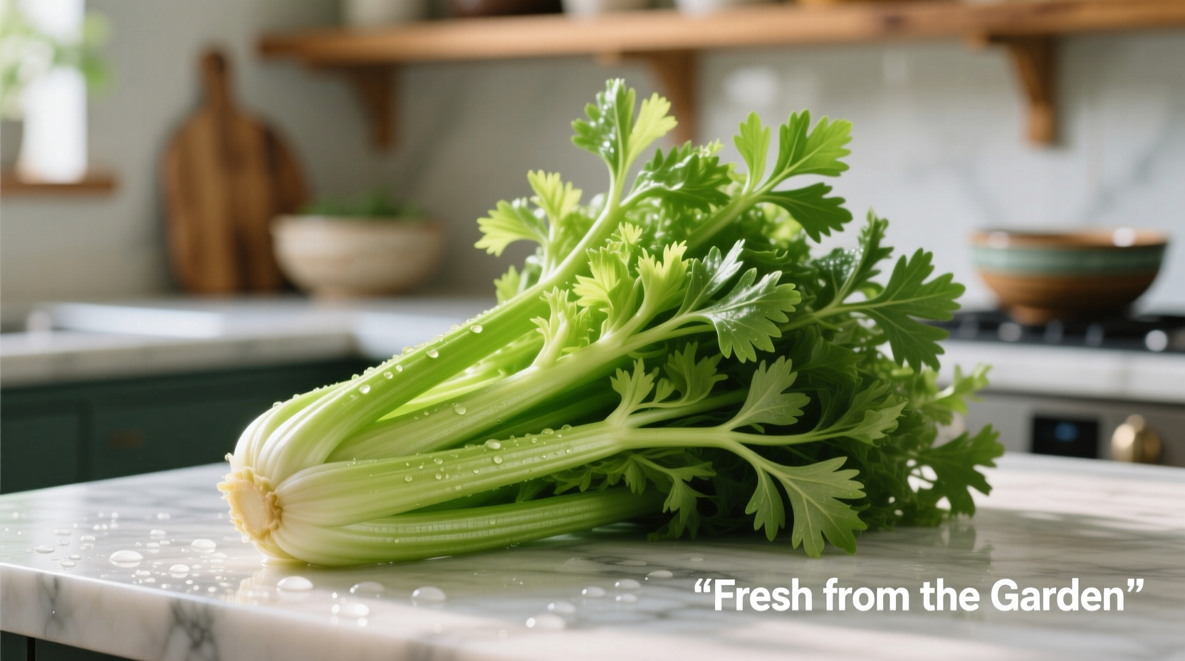Fresh Asian celery bunch with vibrant green stalks and leaves