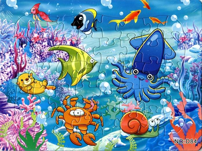 40 Pieces Paper Puzzle Diy Toys Underwater World Jigsaw Puzzle for Kids