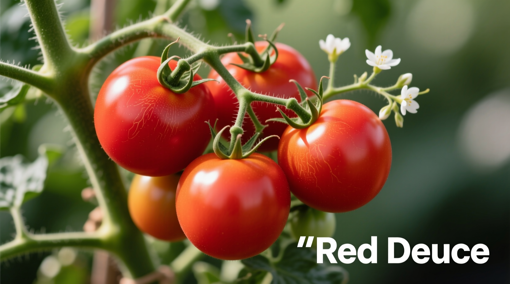 Red Deuce tomatoes on vine showing deep red color and uniform shape