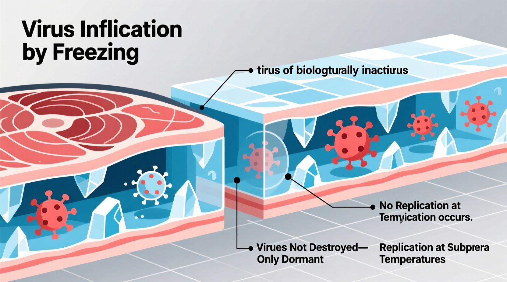 what happened to viruses when food is frozen
