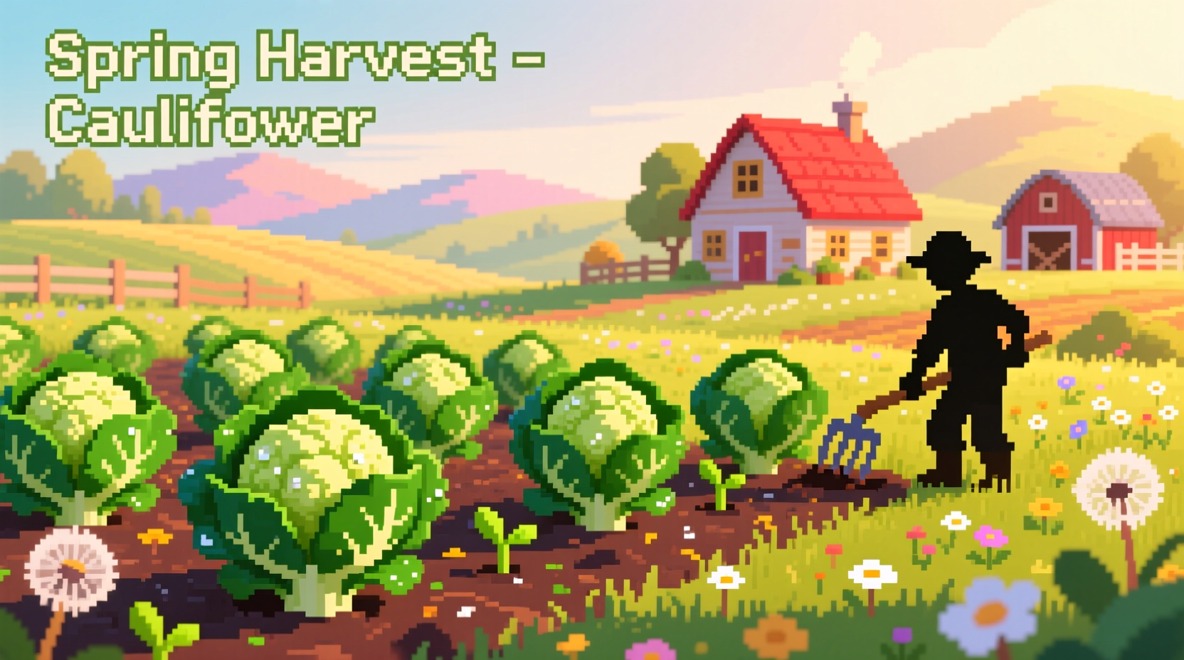 Stardew Valley cauliflower crop in spring season