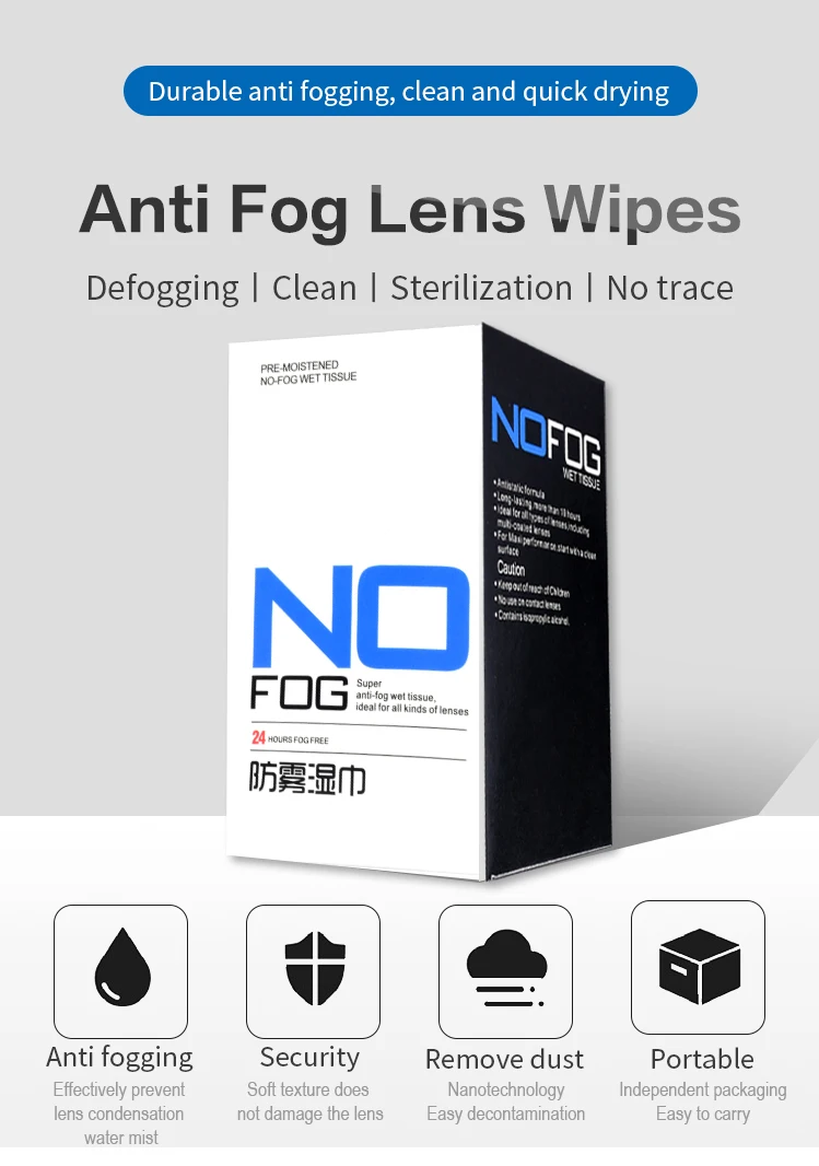 East sunshine in stock antifog Eyeglasses lens clean wet wipes Disposable Anti Fog Misting Wet tissue Glasses Lens Clean