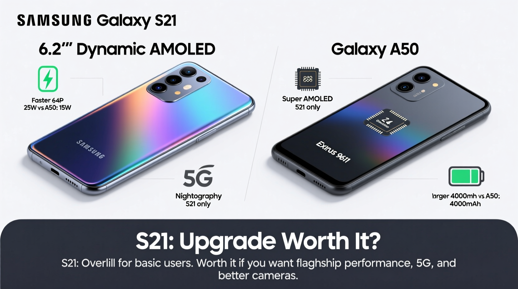 samsung galaxy s21 vs a50 is it worth upgrading or is the s21 overkill