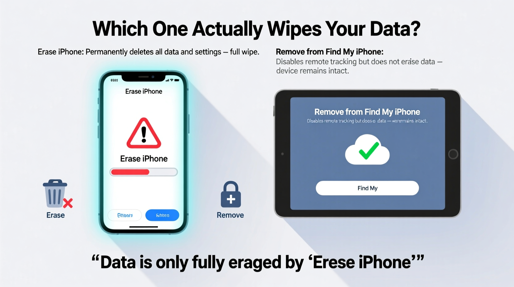 erase iphone vs remove from find my which one actually wipes your data