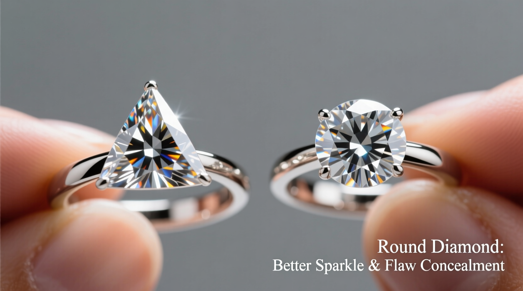 triangle vs round diamond which ring sparkles more and hides flaws better