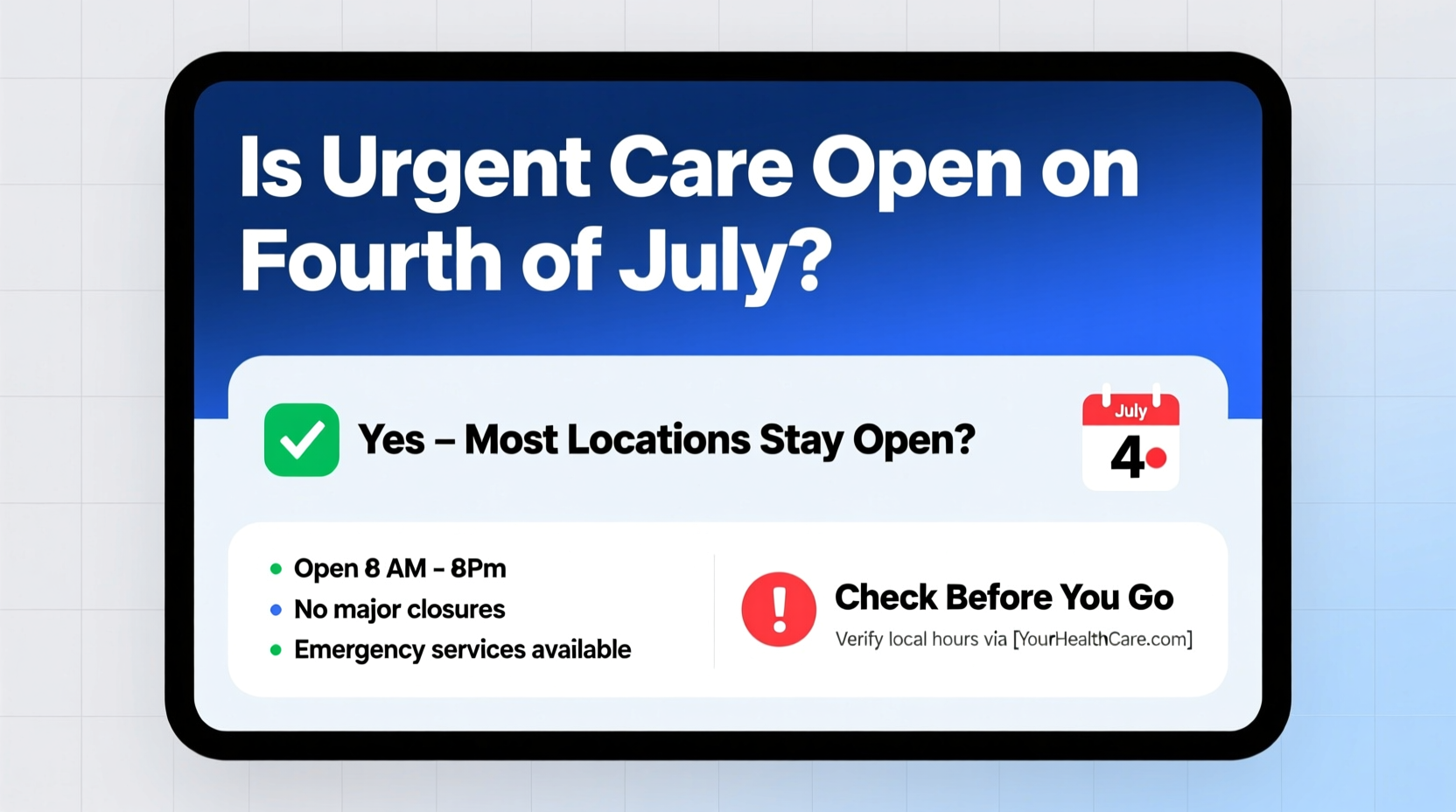 is urgent care open on fourth of july