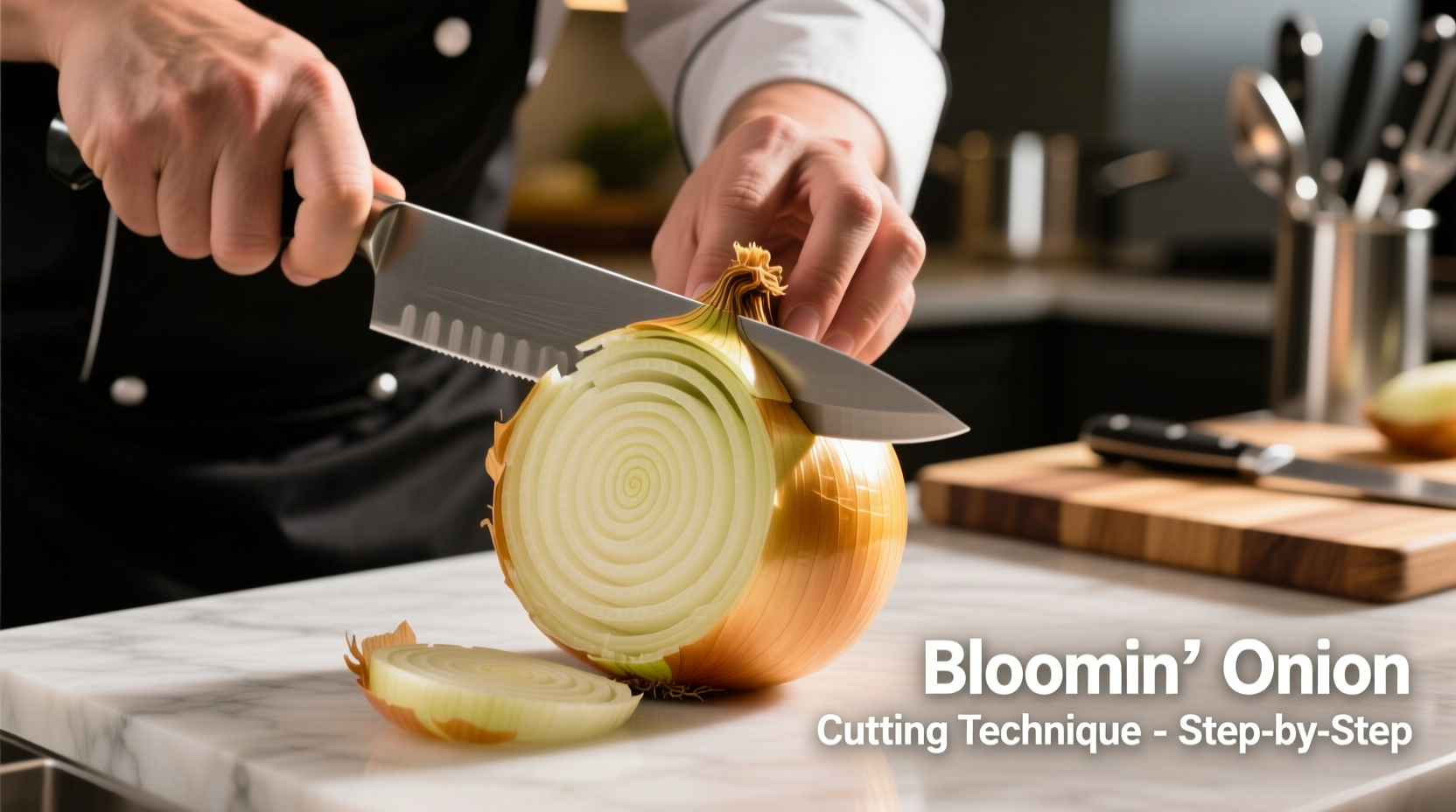 Bloomin onion cutting technique demonstration
