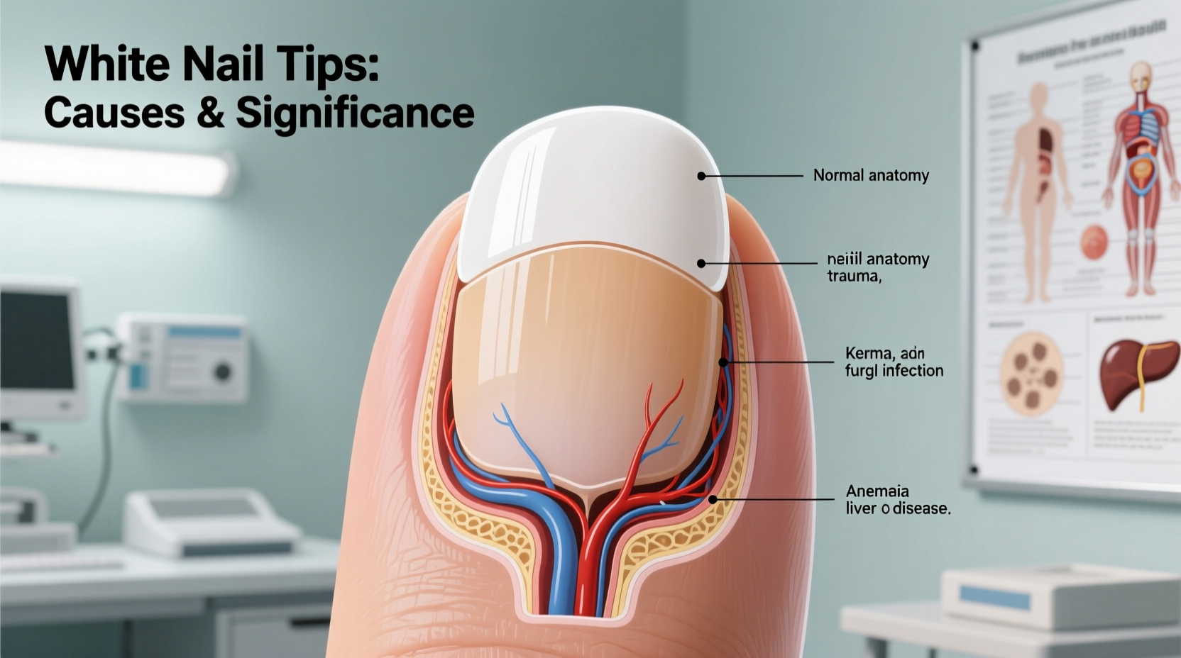 why are fingernail tips white causes and what it means